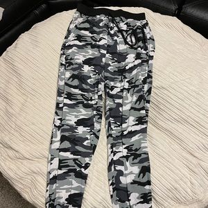 Black, grey, white joggers